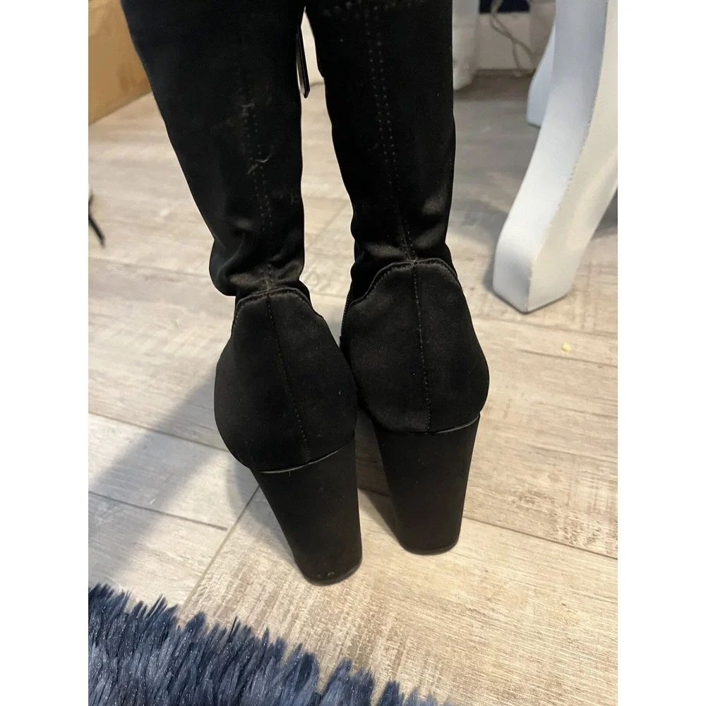 Women's Sam Edelman Calexa Sock‎ Bootie Size 6M Black Stretch Satin